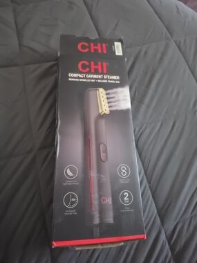 CHI Compact Garment Steamer in Black with Red Accents